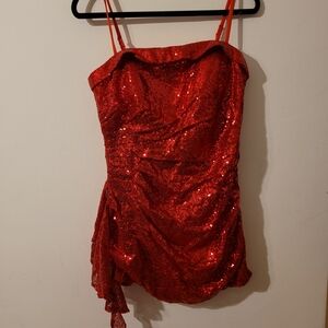 Glamorous Red Sequin Party Dress